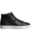 BURBERRY BURBERRY CHECK-QUILTED LEATHER HIGH-TOP SNEAKERS - BLACK