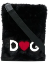 DOLCE & GABBANA DOLCE & GABBANA FAUX FUR CROSSBODY BAG - BLACK