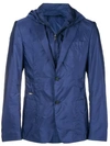 PRADA PRADA BLAZER-LIKE RAIN JACKET - BLUE