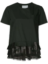 SACAI pleated hem T-shirt