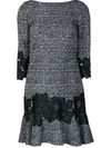 TALBOT RUNHOF LACE INSERT FLARED DRESS