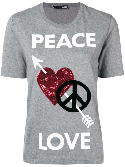 Love Moschino Peace And Love印花t恤 In Grey