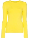 JOOSTRICOT JOOSTRICOT RIBBED AND FITTED SILK-BLEND TOP - YELLOW