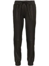 LOT LTHR CROPPED LEATHER TRACK PANTS
