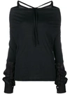 ANN DEMEULEMEESTER ANN DEMEULEMEESTER OFF-THE-SHOULDER TOP - BLACK