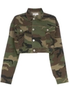 RE/DONE RE/DONE CROPPED CAMOUFLAGE COTTON-BLEND JACKET - GREEN