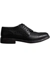 BURBERRY BURBERRY LACE-UP BROGUE DETAIL TEXTURED LEATHER ASYMMETRIC SHOES - BLACK