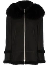 MR & MRS ITALY MR & MRS ITALY SHEARLING TRIMMED HOODED JACKET - BLACK