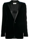 Saint Laurent Velvet Tuxedo Jacket In Blue