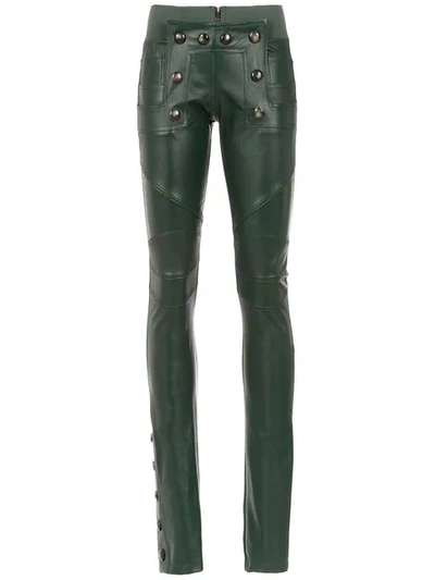 Andrea Bogosian Leather Skinny Trousers - 绿色 In Green