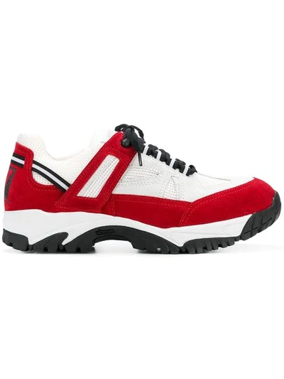 Maison Margiela Men's Security Two-tone Trainers In H6988 White Red