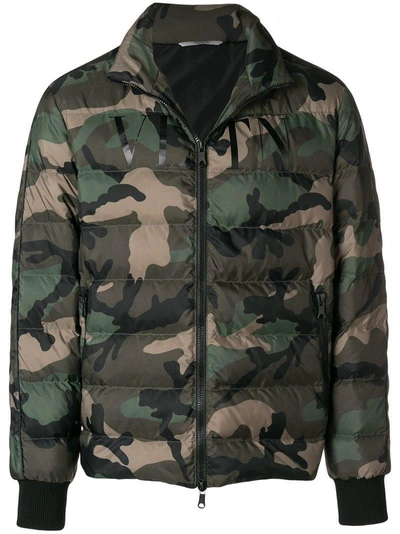 Valentino Camoflauge-print Quilted Shell Jacket In Khaki
