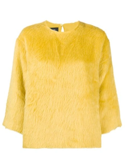 Rochas Round Neck Furry Sweatshirt In Yellow