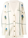 MARCO DE VINCENZO MARCO DE VINCENZO PIXELATED FLORAL INTARSIA CARDIGAN - NEUTRALS