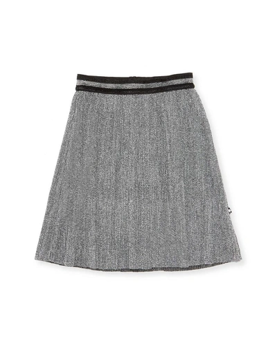 Molo Birdie Metallic Pleated Skirt In Silver