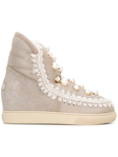 Mou Inner Wedge Sneaker Boots In Neutrals