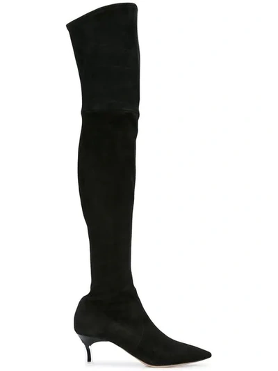 Casadei Over-the-knee Pointed Toe Boots In Black