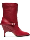 ALCHIMIA DI BALLIN RED CUBA 95 LEATHER ANKLE BOOTS