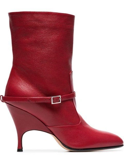 Alchimia Di Ballin Red Cuba 95 Leather Ankle Boots