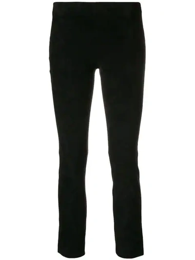 Vince High-rise Skinny Suede Trousers In Black