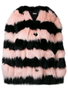 MIU MIU MIU MIU CONTRAST FUR JACKET - 黑色