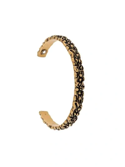 Gucci Men's 8mm Lion Head Aged Metal Cuff Bracelet In 8062 Gold