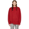CALVIN KLEIN 205W39NYC CALVIN KLEIN 205W39NYC RED OVERSIZED NEEDLE PUNCH KNIT SWEATER