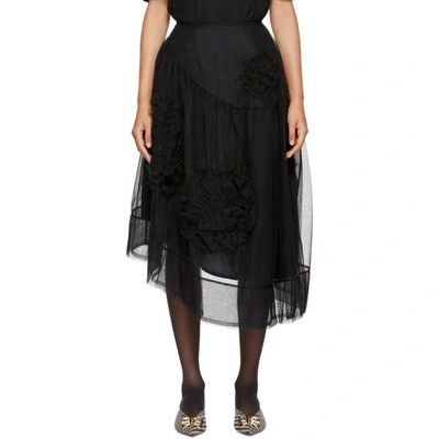 Simone Rocha Woman Asymmetric Layered Lace-trimmed Tulle Skirt Black