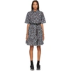 KENZO KENZO GREY LEOPARD BELTED FIT AND FLARE DRESS