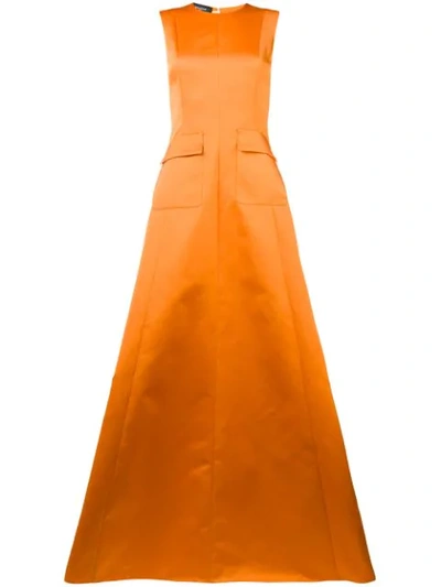 Rochas Flared Evening Gown In Yellow