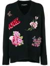 DOLCE & GABBANA FLORAL EMBROIDERED SWEATER