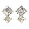 LANVIN LANVIN GOLD AND SILVER CRYSTAL CLIP-ON EARRINGS