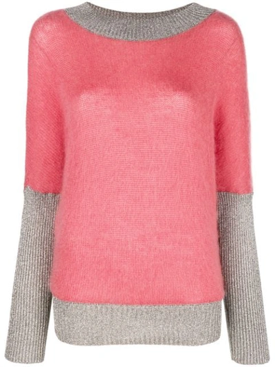 Alberta Ferretti Lurex Trim Sweater In Pink