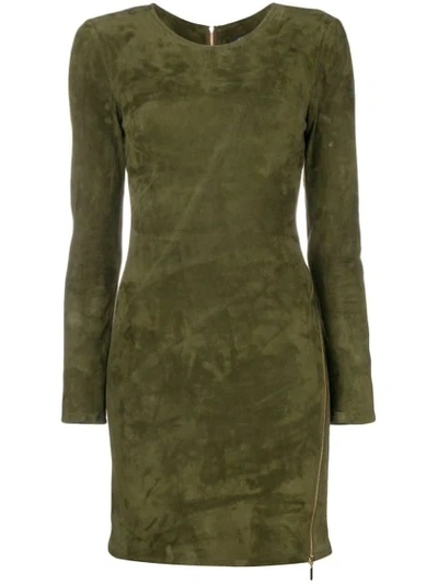 Arma Side Zip Fitted Mini Dress In Green