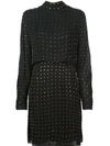 SALLY LAPOINTE SALLY LAPOINTE STUDDED DETAIL LONGSLEEVED DRESS - BLACK