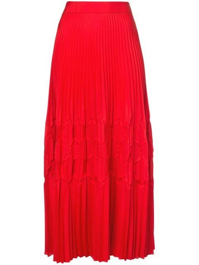 Givenchy High Waist Geometric Pleated Skirt In Red