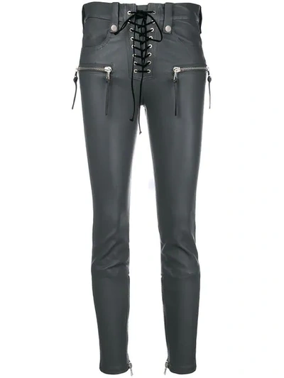 Ben Taverniti Unravel Project Lace-up Biker Trousers In Grey