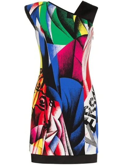 Versace Sleeveless Clash-print Fitted Sheath Cocktail Dress In Black