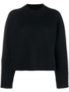 PROENZA SCHOULER PROENZA SCHOULER CROPPED CREWNECK SWEATER - BLACK