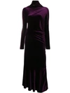 TALBOT RUNHOF HIGH NECK VELVET DRESS