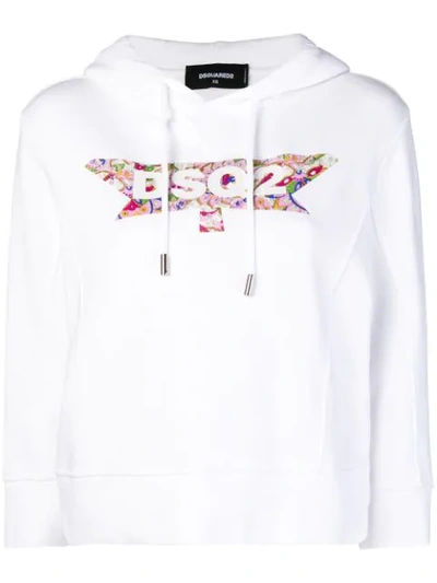 Dsquared2 Paisley Logo Hoodie In White