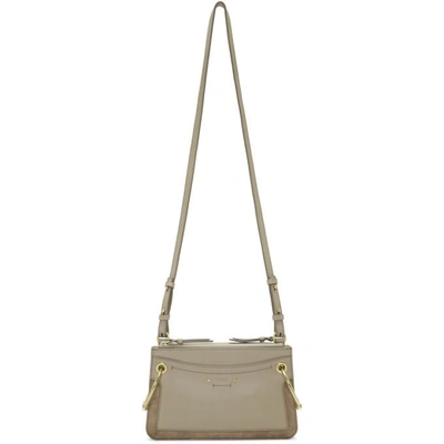 Chloé Roy Mini Leather/suede Double-zip Shoulder Bag In Motty Grey