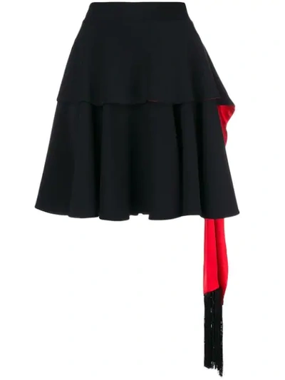 Alexander Mcqueen Ruffled Mini Skirt In Black/red