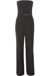 MICHAEL KORS MICHAEL KORS COLLECTION WOMAN STRAPLESS BELTED WOOL JUMPSUIT BLACK,3074457345619046753