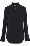 EQUIPMENT WOMAN ROSSI BUTTON-DETAILED WASHED-SILK SHIRT BLACK,US 2243576767511358