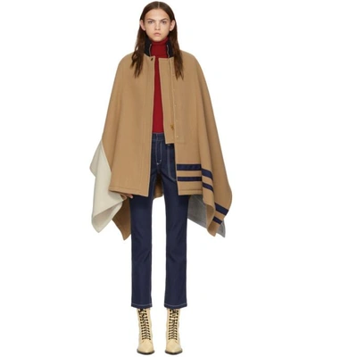 Chloé Chloe Brown Turtleneck Poncho In Camel