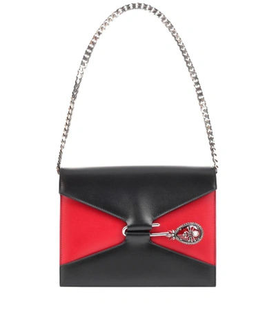Alexander Mcqueen Pin Two-tone Leather Shoulder Bag In Black