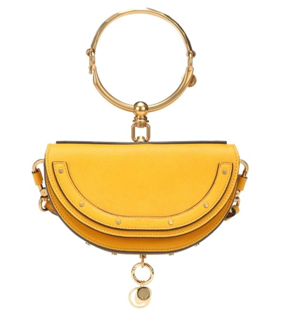 Chloé Nile Bracelet Mini Textured-leather Shoulder Bag In Yellow