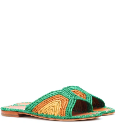 Carrie Forbes Raffia Sandals In Green