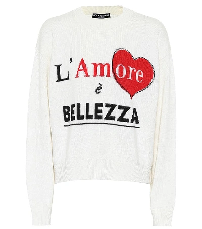 Dolce & Gabbana Intarsia Cashmere Sweater In Off White